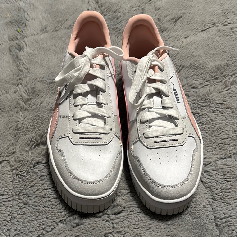 Puma White and Pink Women's Sneakers
